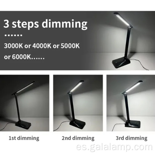 Carga USB plegable, lámpara de escritorio con regulador de intensidad